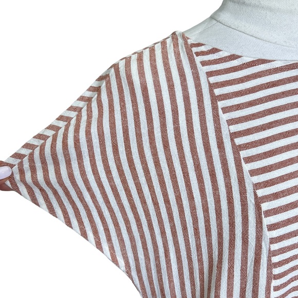 MADEWELL Linen Blend Sheath Dress Button Down Back Stripped Neutral Tones XS - Picture 5 of 8